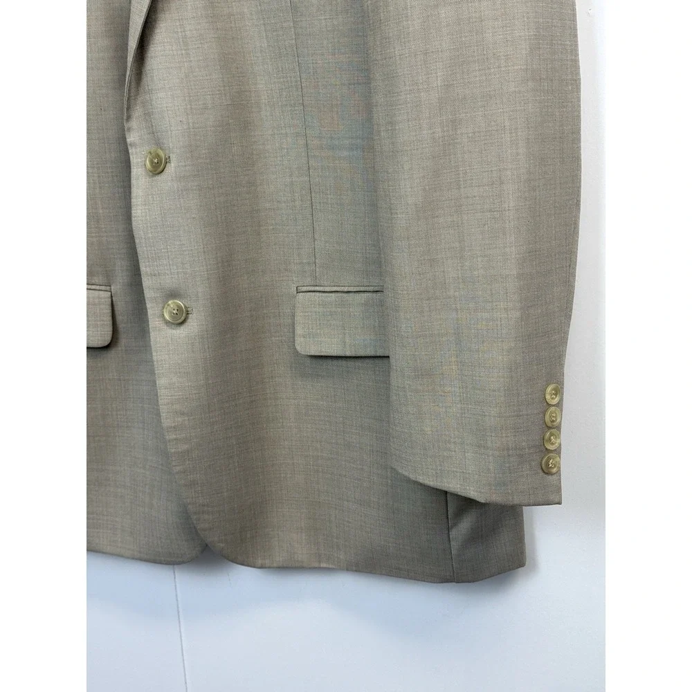 Pronto Uomo‎ Sport Coat Jacket Mens 46L Light Brown Wool Blazer 2 Button